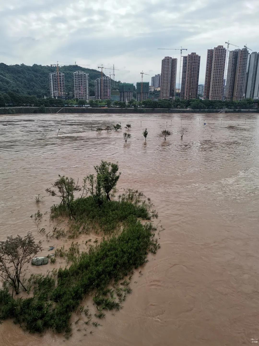 达州市境内普降暴雨洪水来势汹汹
